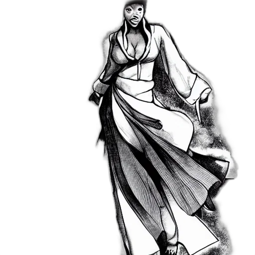 dress, staff, sword, pencil sketch transparent PNG cut-out