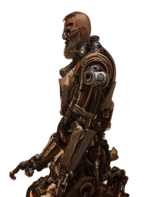 robot, staff, weapon, creature transparent PNG cut-out