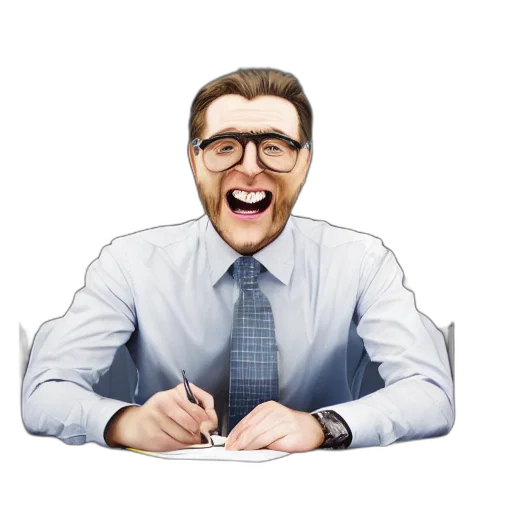 staff, face, cartoon, photorealistic transparent PNG cut-out