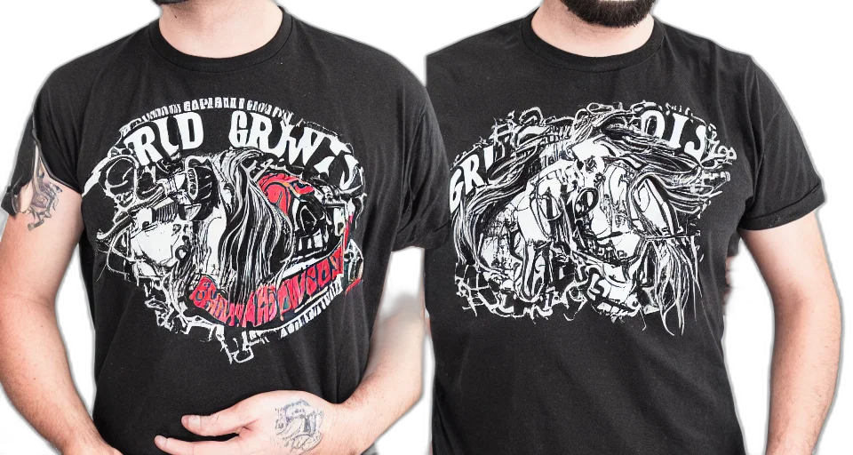 bandshirt, band, gruawbowhorse, worn transparent PNG cut-out
