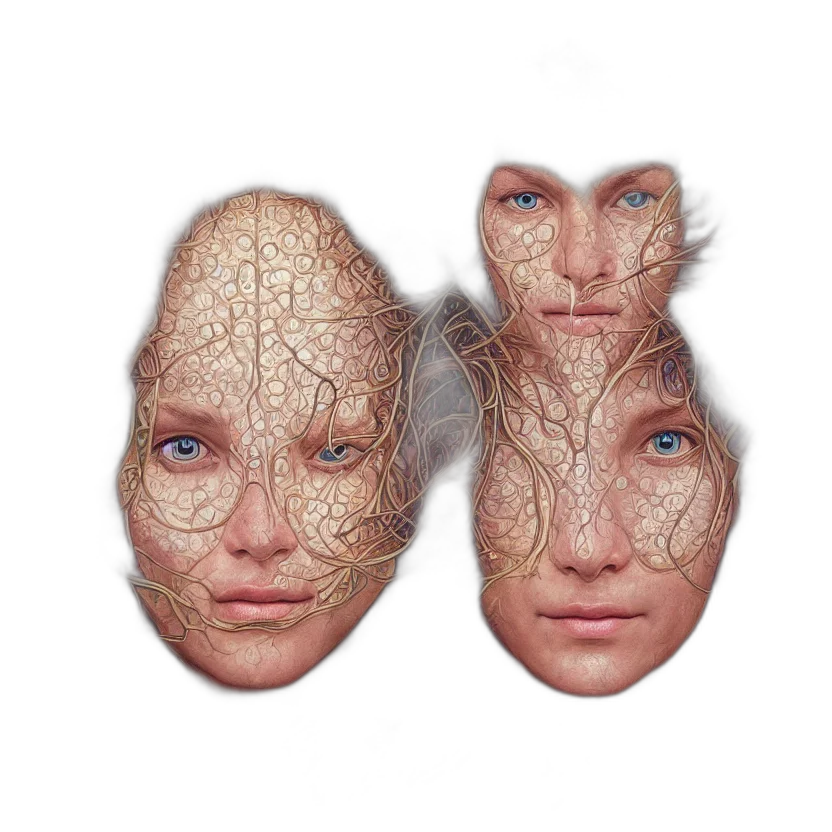 face, mask, hair, crown transparent PNG cut-out