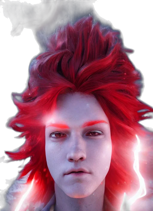 hair, face, dragon, staff transparent PNG cut-out