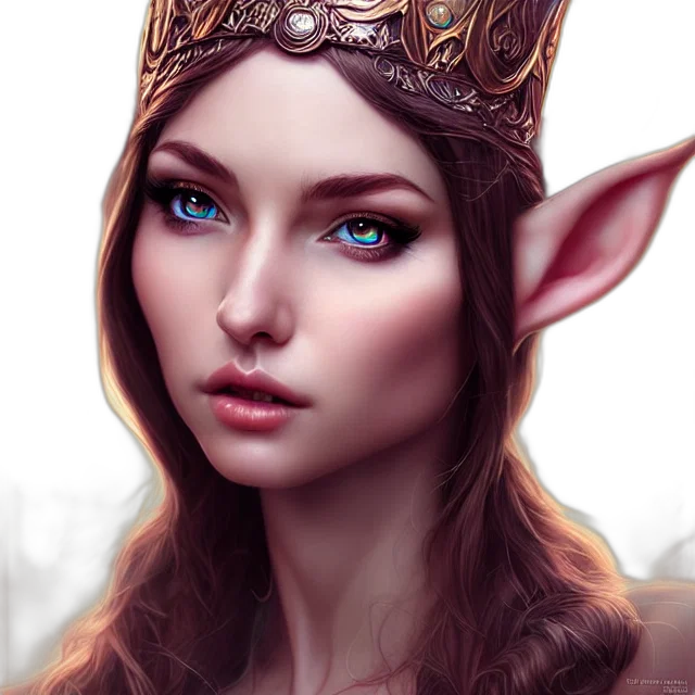 crown, face, jewelry, fantasy art transparent PNG cut-out