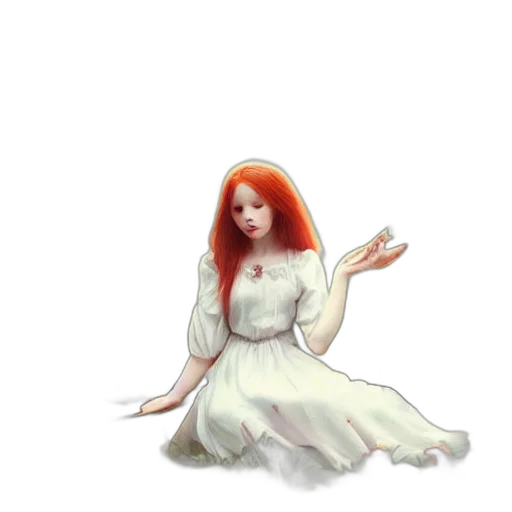 dress, staff, creature, hair transparent PNG cut-out