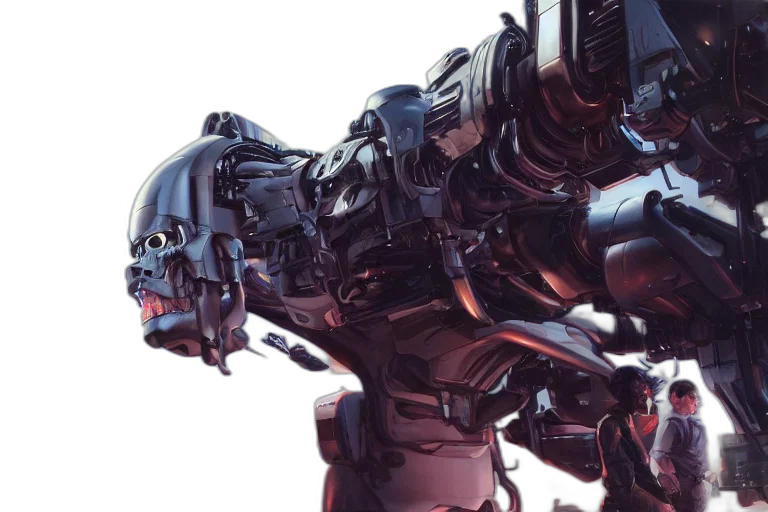 robot, weapon, concept art, 3d render transparent PNG cut-out