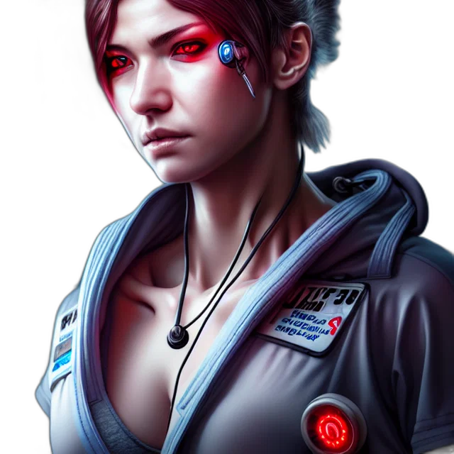staff, face, jacket, cyberpunk transparent PNG cut-out