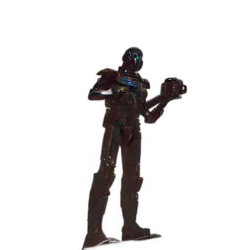 robot, staff, weapon, creature transparent PNG cut-out