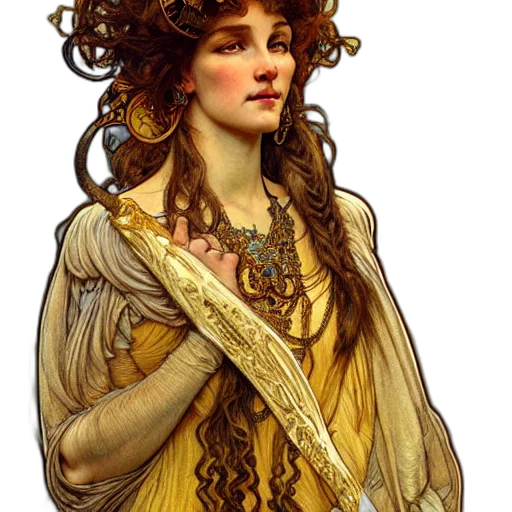 dress, crown, jewelry, staff transparent PNG cut-out