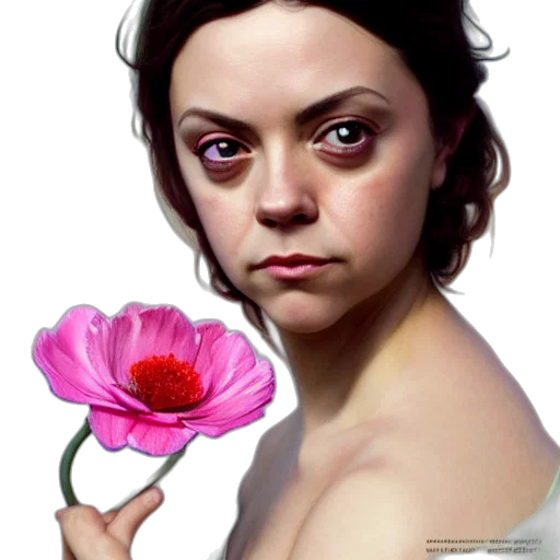 face, flower, photorealistic, oil painting transparent PNG cut-out