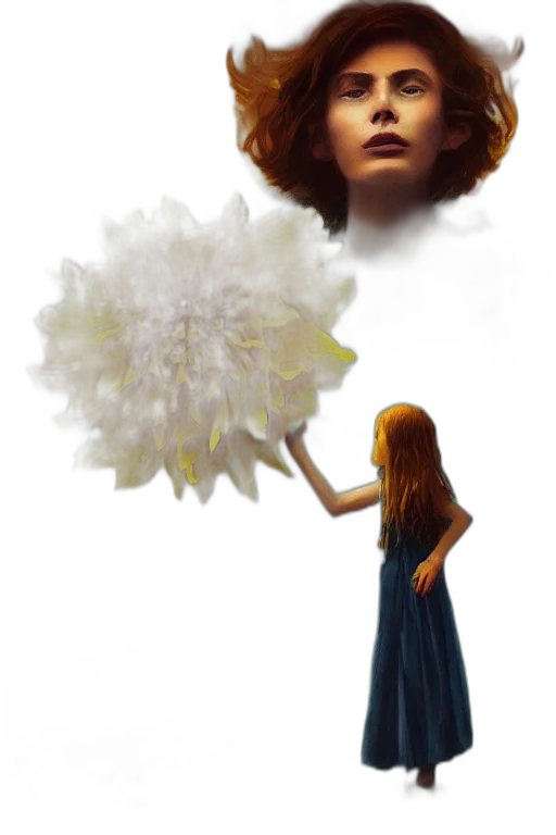 crown, hair, dress, creature transparent PNG cut-out