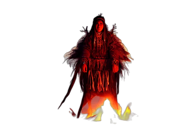 creature, staff, mask, sword transparent PNG cut-out