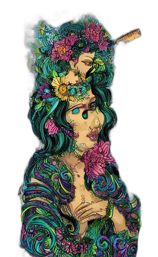 dress, crown, flower, mask transparent PNG cut-out
