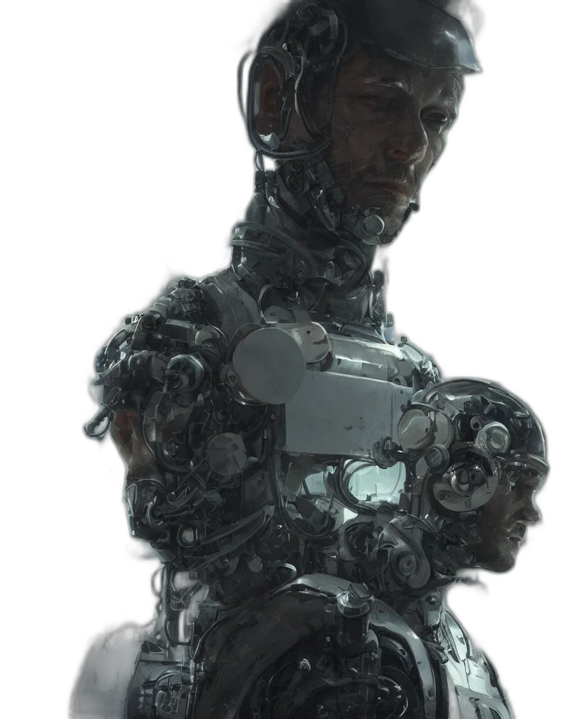 robot, face, weapon, staff transparent PNG cut-out