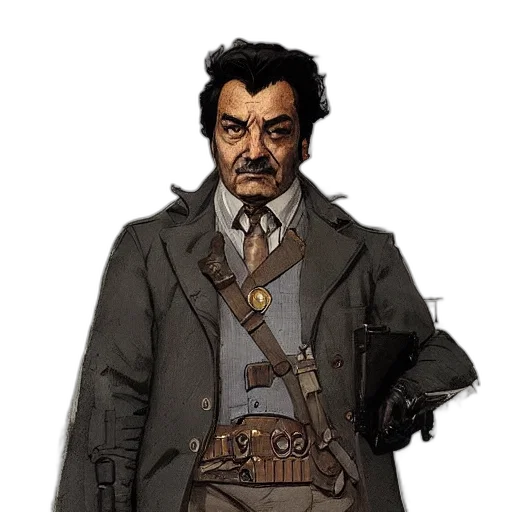 staff, jacket, face, concept art transparent PNG cut-out