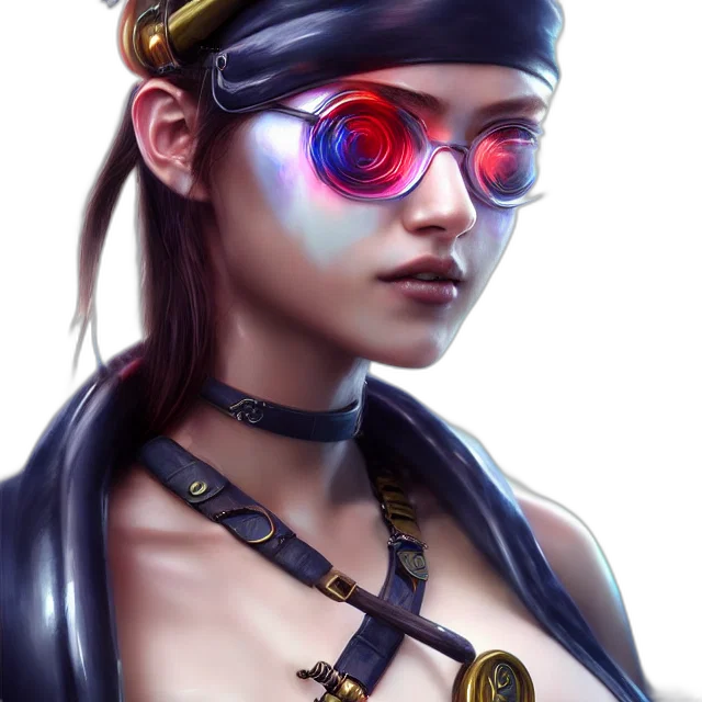 face, jewelry, staff, cyberpunk transparent PNG cut-out