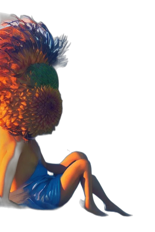 hair, dress, crown, 3d render transparent PNG cut-out
