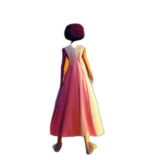 dress, jacket, staff, hair transparent PNG cut-out