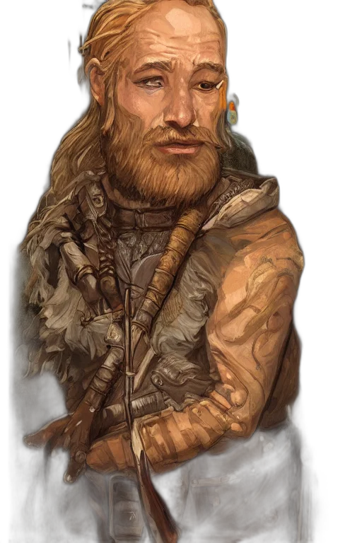 face, jacket, staff, fantasy art transparent PNG cut-out