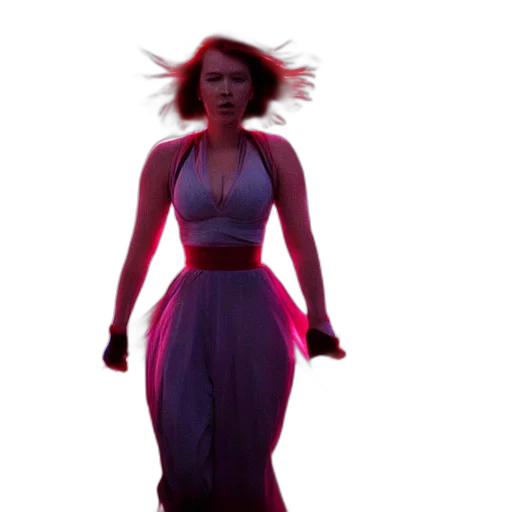 dress, creature, staff, hair transparent PNG cut-out