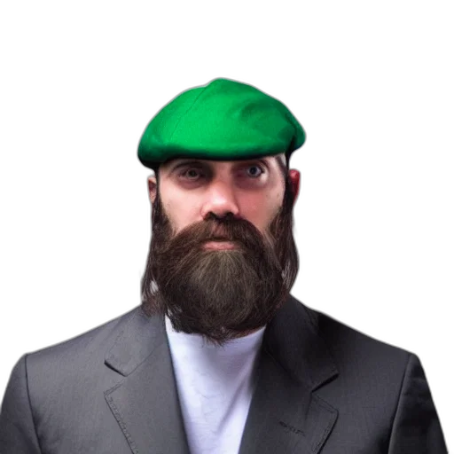 hat, jacket, face, staff transparent PNG cut-out
