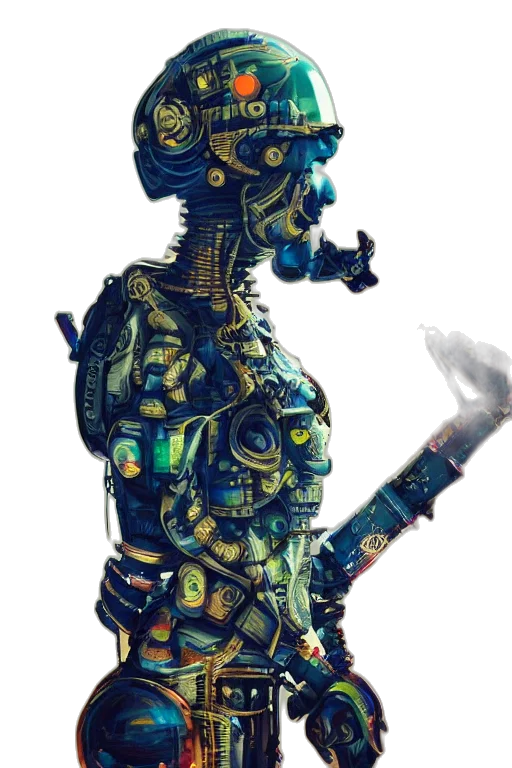 robot, dress, mask, weapon transparent PNG cut-out