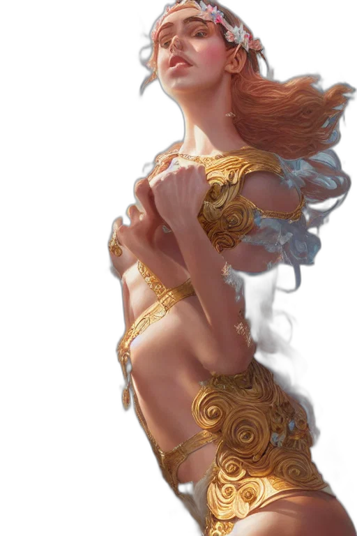 dress, crown, jewelry, staff transparent PNG cut-out