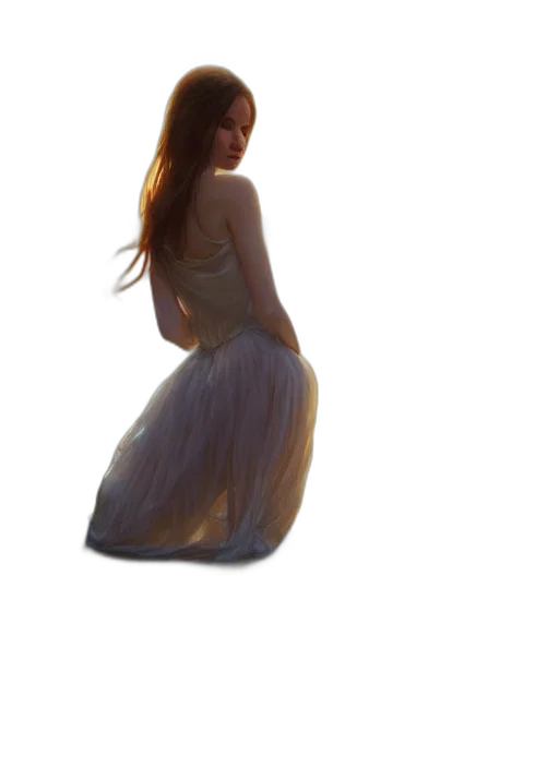 dress, hair, crown, staff transparent PNG cut-out