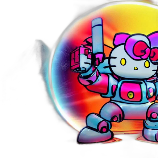 robot, weapon, vaporwave, pixel art transparent PNG cut-out