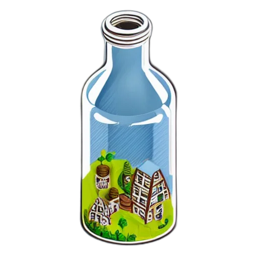 bottle, 3d render, concept art, pixel art transparent PNG cut-out