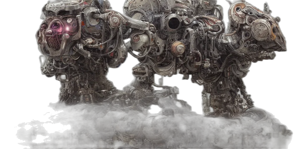 robot, concept art, 3d render, photorealistic transparent PNG cut-out