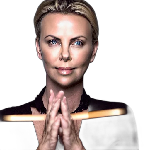 photorealistic, film, portrait, charlize transparent PNG cut-out