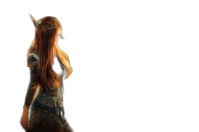 hair, dress, dragon, 3d render transparent PNG cut-out