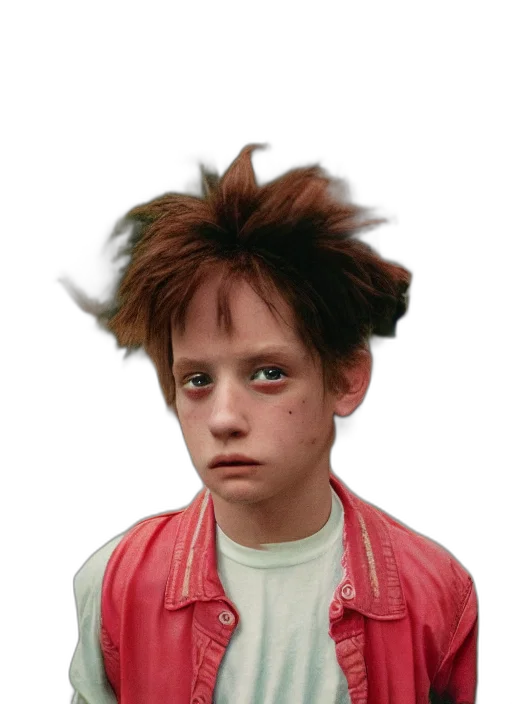 face, hair, jacket, creature transparent PNG cut-out