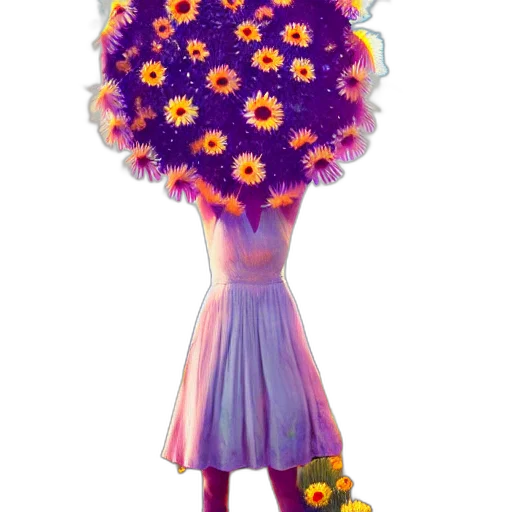 dress, flower, crown, staff transparent PNG cut-out