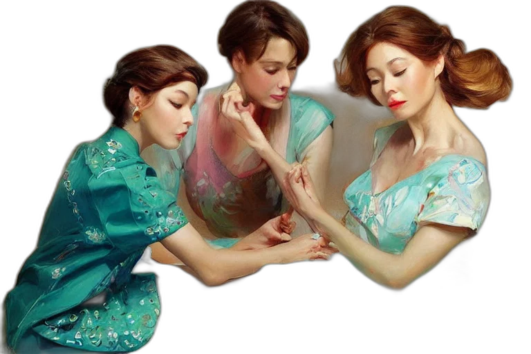 jewelry, dress, oil painting, photorealistic transparent PNG cut-out