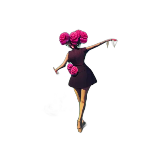 dress, hat, flower, staff transparent PNG cut-out