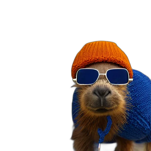 animal, hat, jacket, photorealistic transparent PNG cut-out