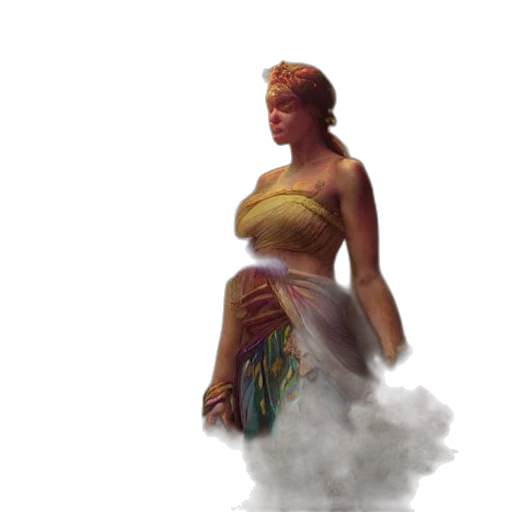 dress, crown, jewelry, staff transparent PNG cut-out