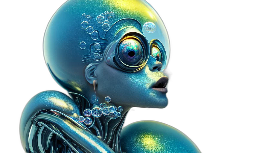 robot, cyberpunk, concept art, 3d render transparent PNG cut-out