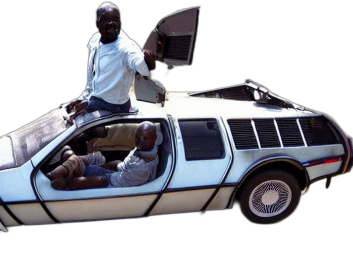 car, robot, jacket, vaporwave transparent PNG cut-out