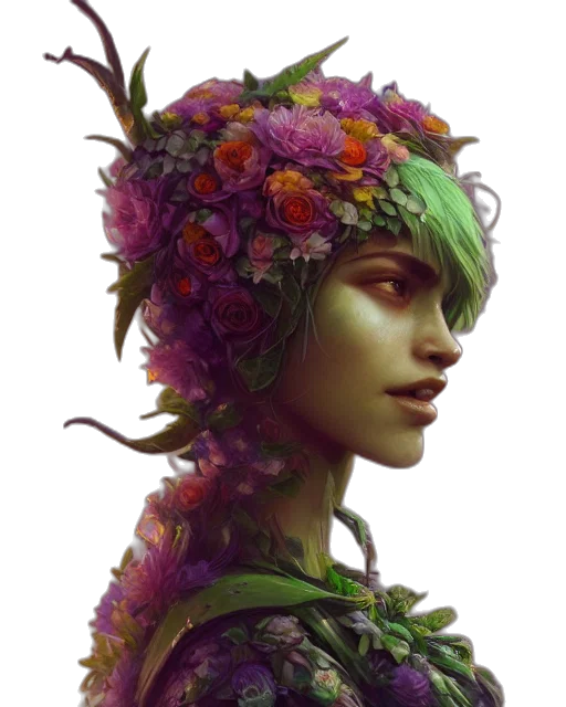crown, face, flower, mask transparent PNG cut-out