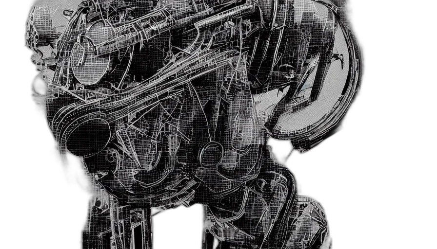robot, weapon, mask, hair transparent PNG cut-out