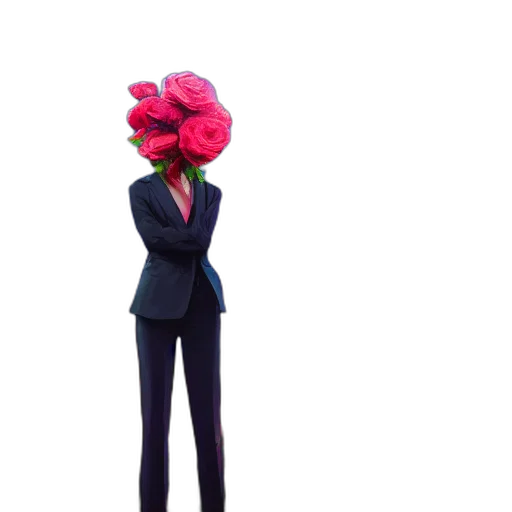flower, hat, jacket, mask transparent PNG cut-out