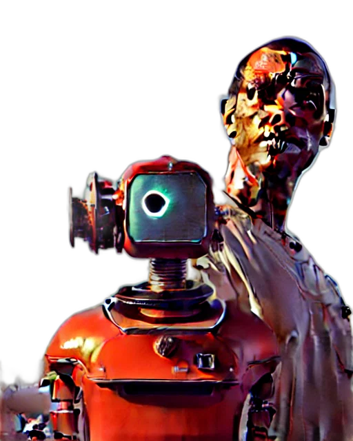 robot, weapon, staff, face transparent PNG cut-out