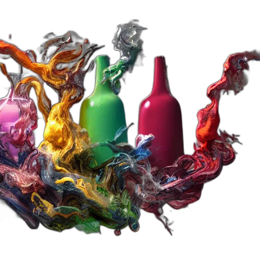 bottle, dragon, concept art, photorealistic transparent PNG cut-out