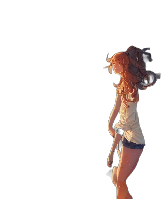 dress, hair, staff, creature transparent PNG cut-out