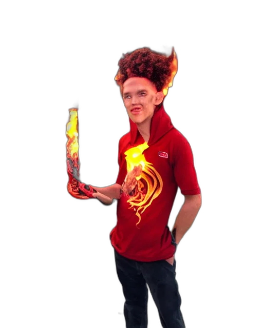 staff, hair, jacket, weapon transparent PNG cut-out