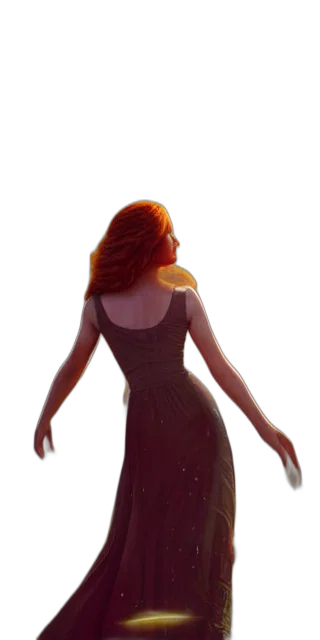 dress, hair, staff, concept art transparent PNG cut-out