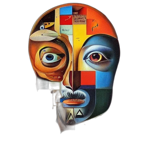 mask, face, robot, oil painting transparent PNG cut-out