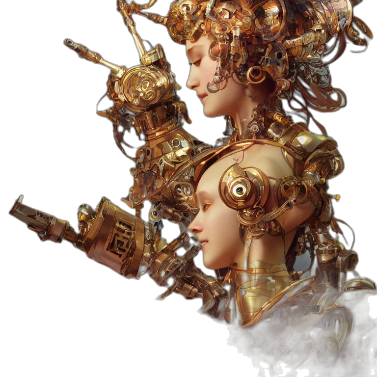 robot, crown, staff, jewelry transparent PNG cut-out